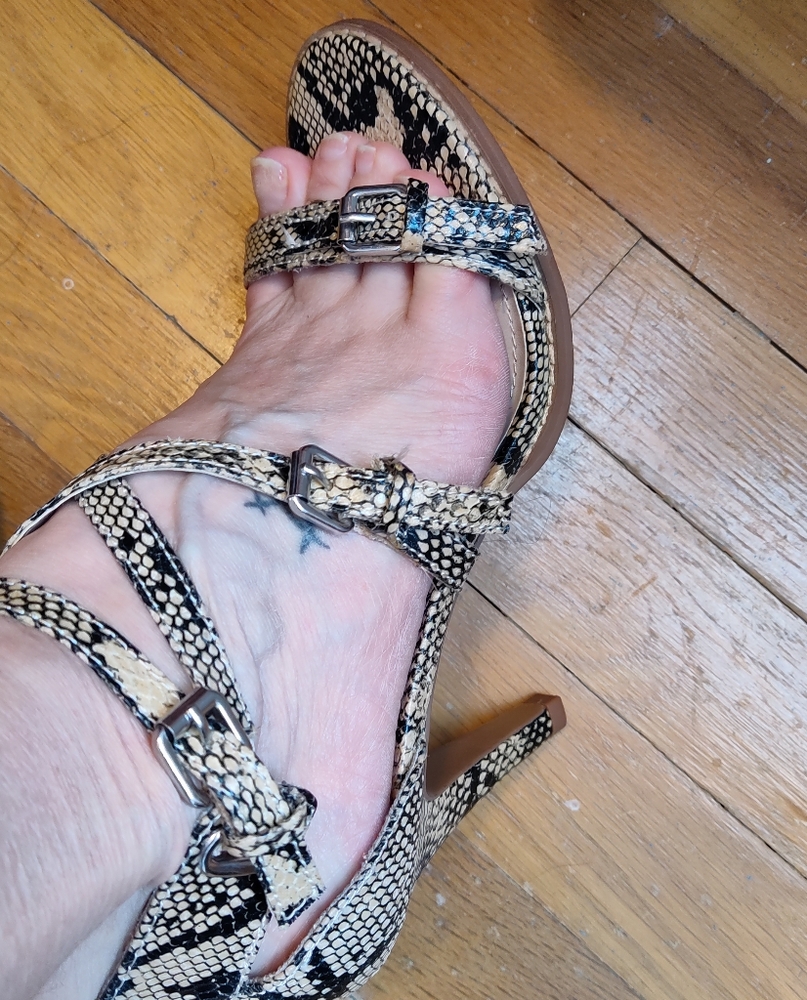 Snake skin strappy heels